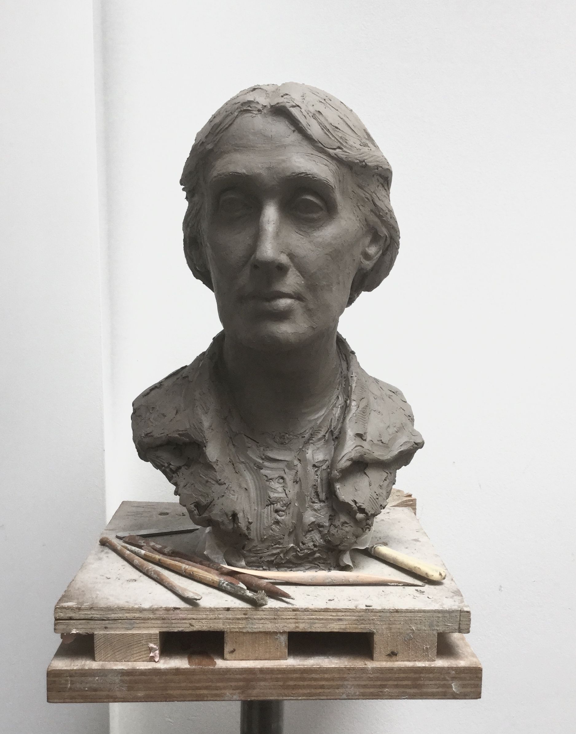 Suzie Zamit, (b.1957), Portrait of Virginia Woolf, 2021, bronze, H.36 x W.26 cm